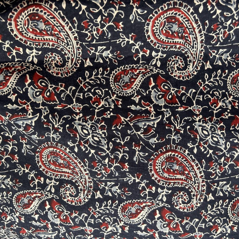 Kalamkari Black hand block-printed fabric