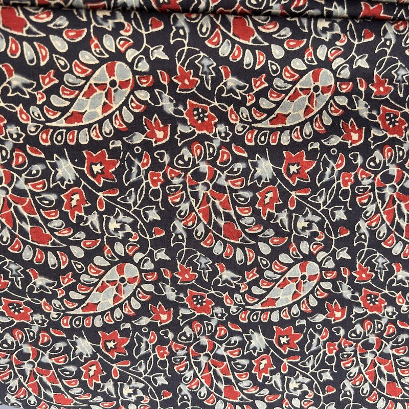 Kalamkari Brown hand block-printed fabric