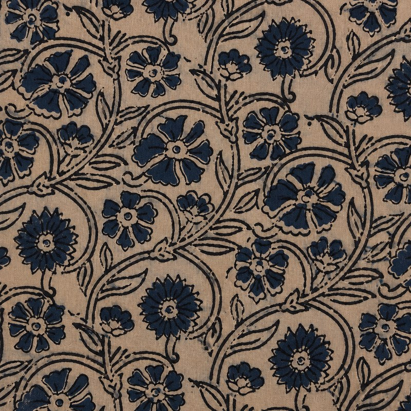 Sanganeri Blue hand block-printed fabric