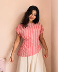 Assymetrical Top in Pink-White, view 2