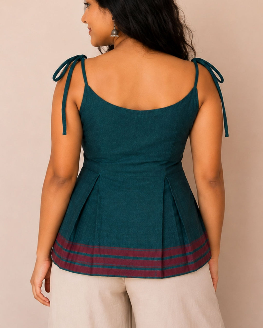 Gamcha Top in Green, view 4