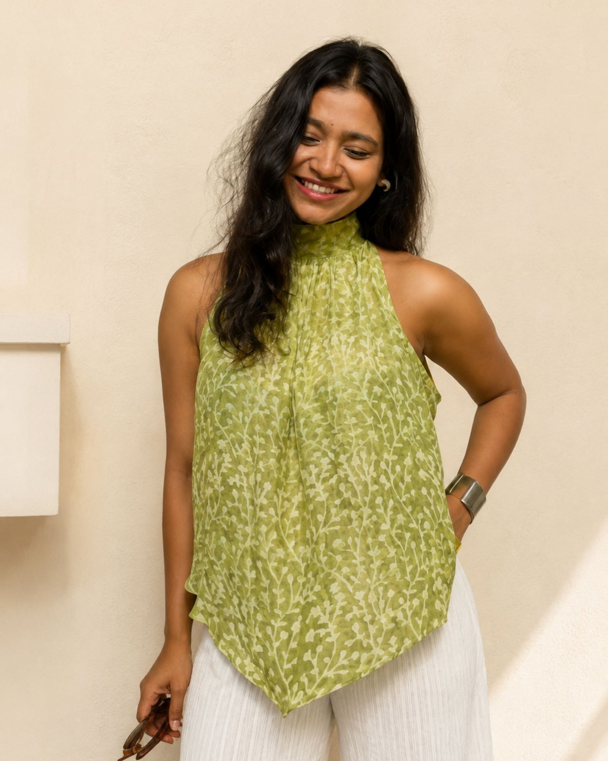 Halter Top in Green, view 2