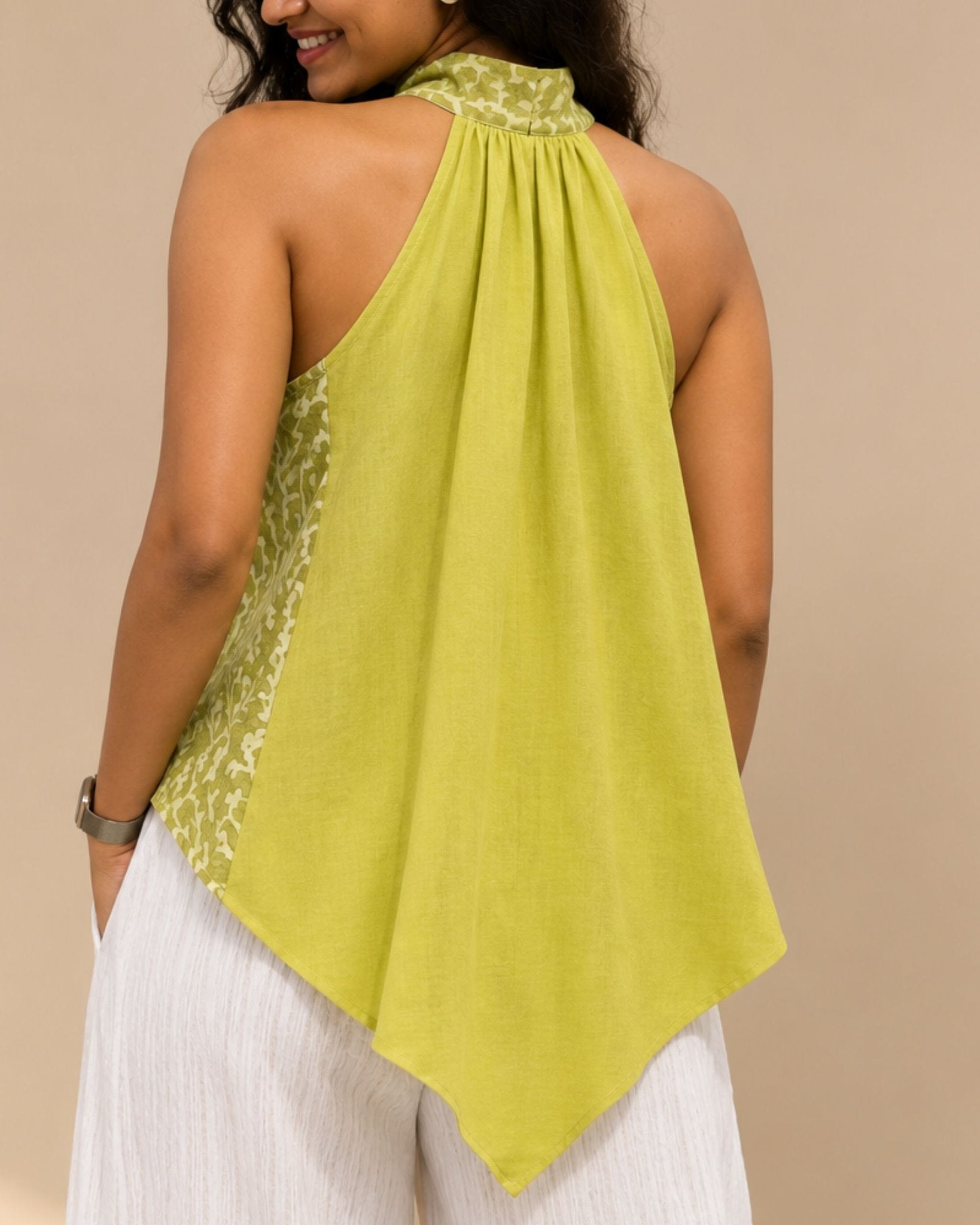 Halter Top in Green, view 3