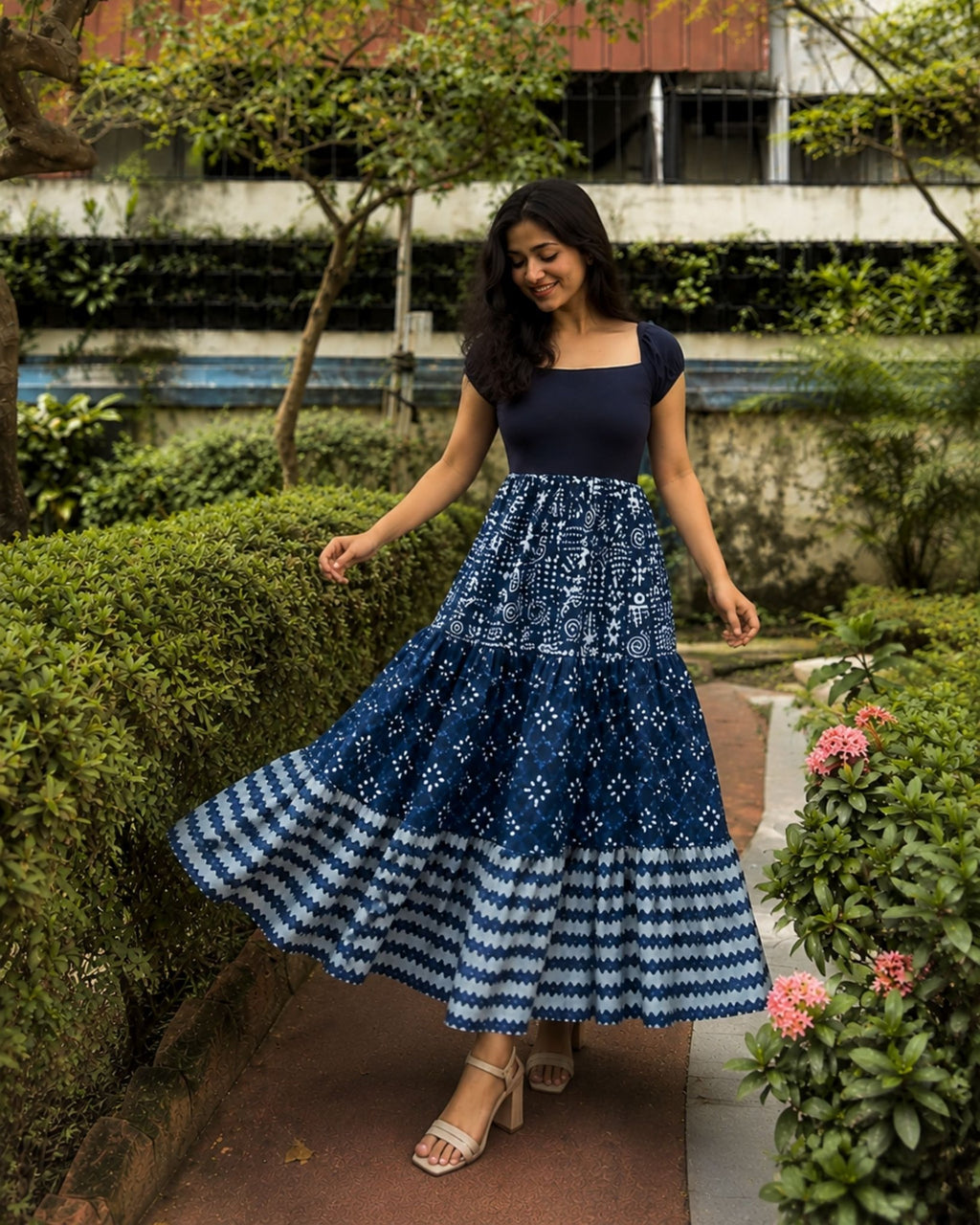 Indigo Tiered Dress, view 2