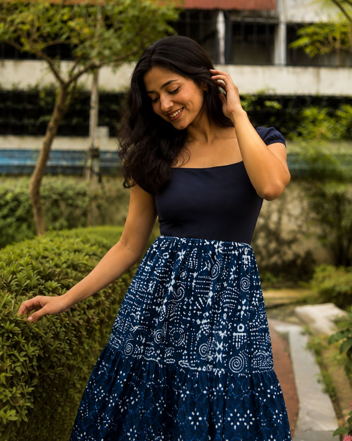 Indigo Tiered Dress, view 3