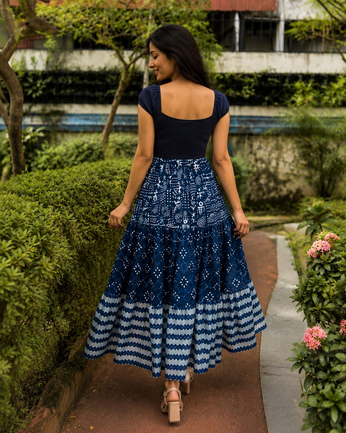 Indigo Tiered Dress, view 4