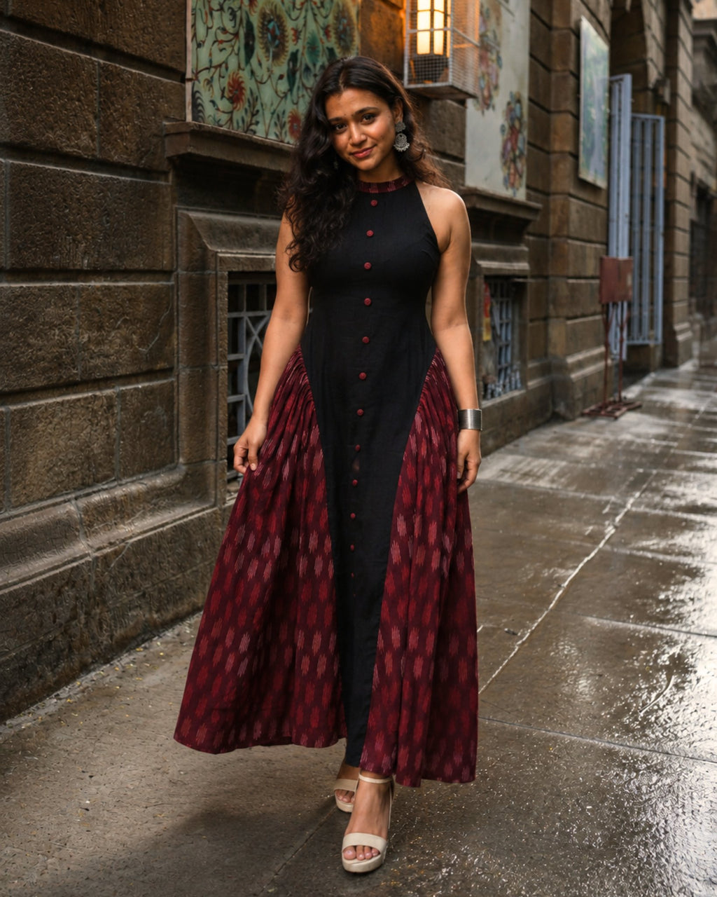 Shiuli Long Dress in Black, view 3