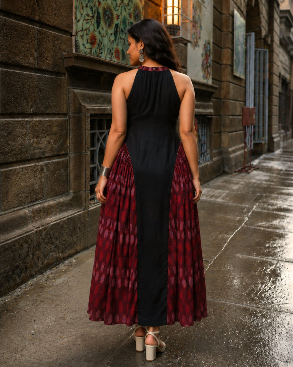 Shiuli Long Dress in Black, view 4