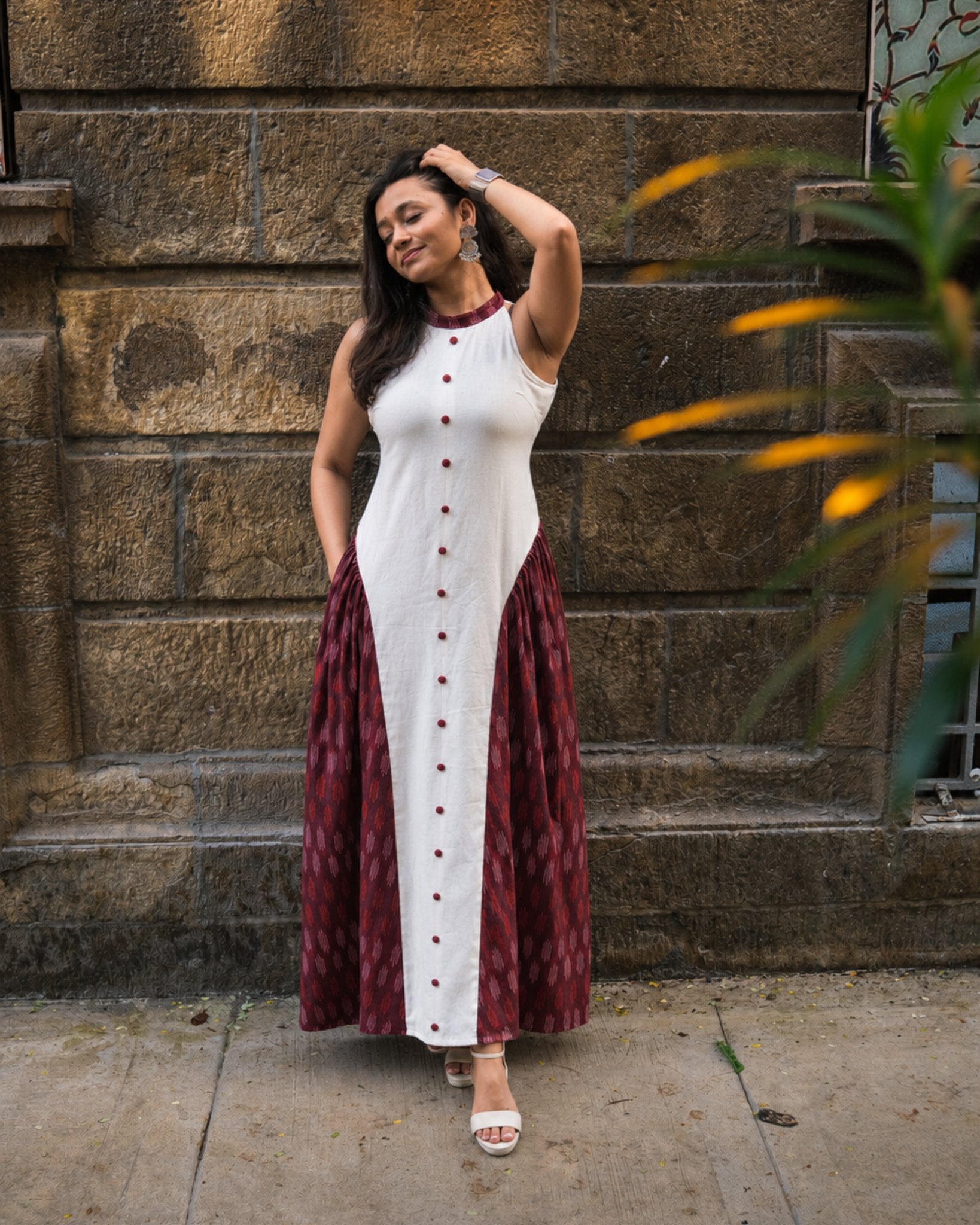 Shiuli Long Dress in White, view 3
